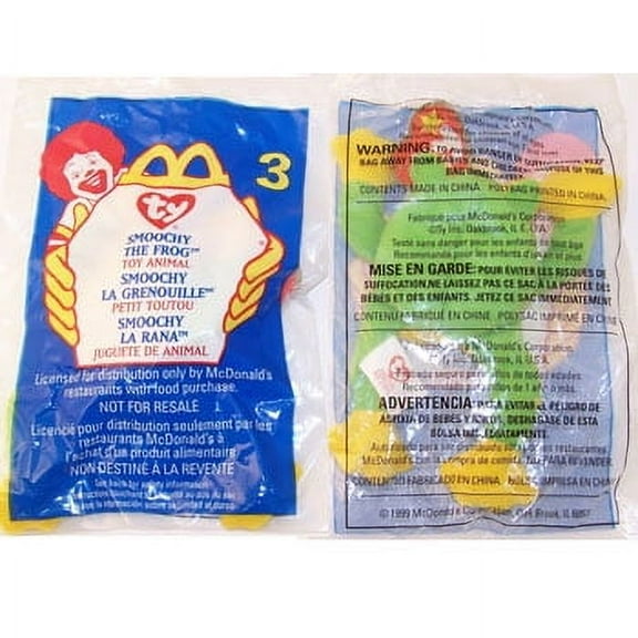 TY McDonald's Teenie Beanie - #3 SMOOCHY the Frog (1999) (4.5" Plush)(BONUS 1 FUN CHOPS)