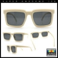 thumbnail image 2 of Beveled Thick Plastic Retro Horn Rim Rectangle Sunglasses Ivory - Black, 2 of 8