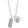 thumbnail image 1 of Delight Jewelry Silvertone Balance Silvertone Script Initial Disc - T - Charm Necklace, 20"+3", 1 of 4