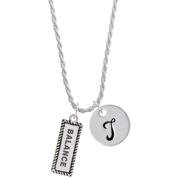 Delight Jewelry Silvertone Balance Silvertone Script Initial Disc - T - Charm Necklace, 20"+3"