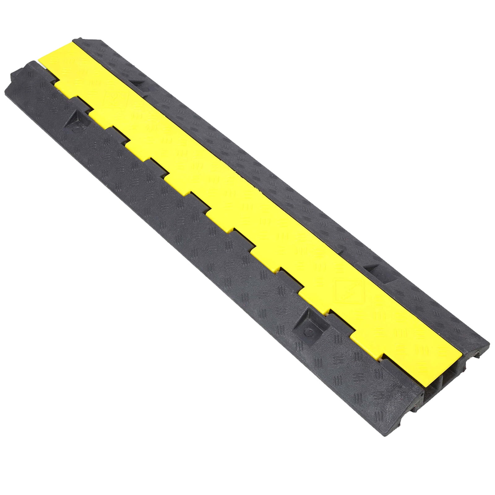 , Cable Protector Ramp, 2 Channels Speed Bump Hump, Rubber Modular Speed Bump Rated 5500LBS Load Capacity, Protective Wire Cord Ramp Driveway Rubber Traffic Speed Bumps Cable Protector,4 Packs,
