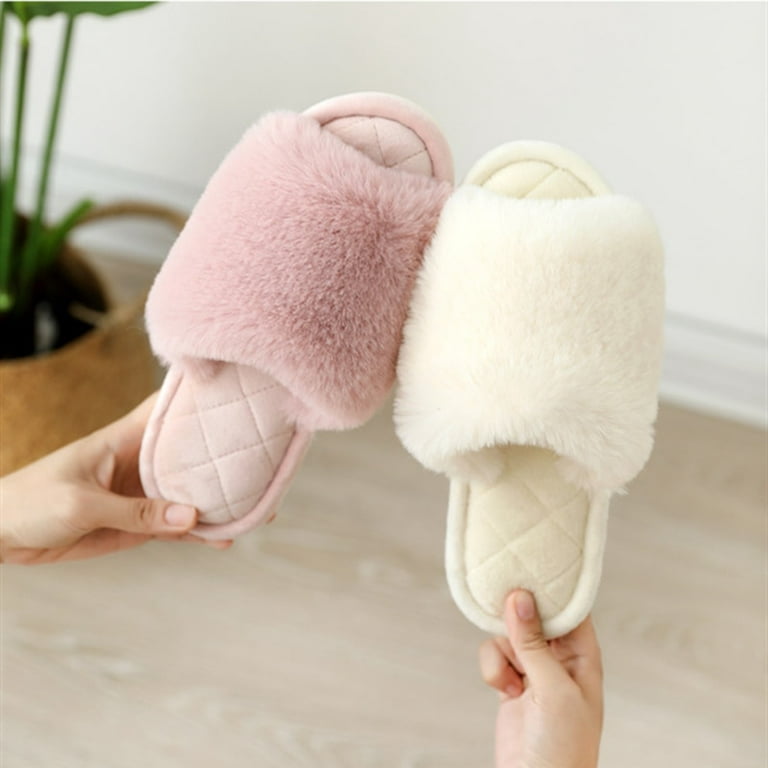 Lv Inspired Fluffy Slippers