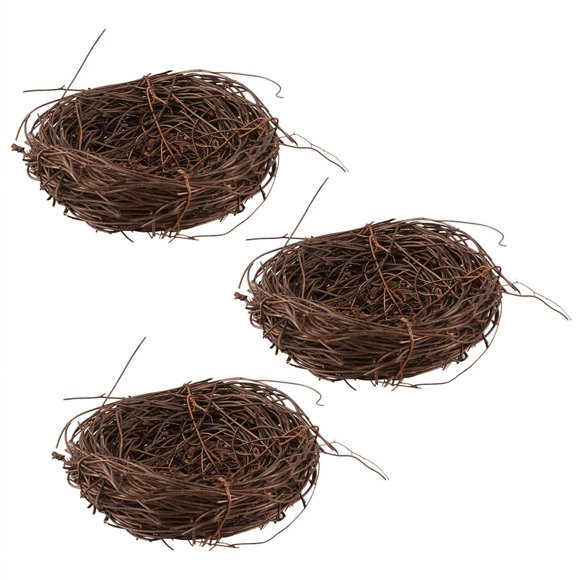 3X Handmade Vine Twig Bird Nest Home Nature Craft Holiday for Photo Garden Decor