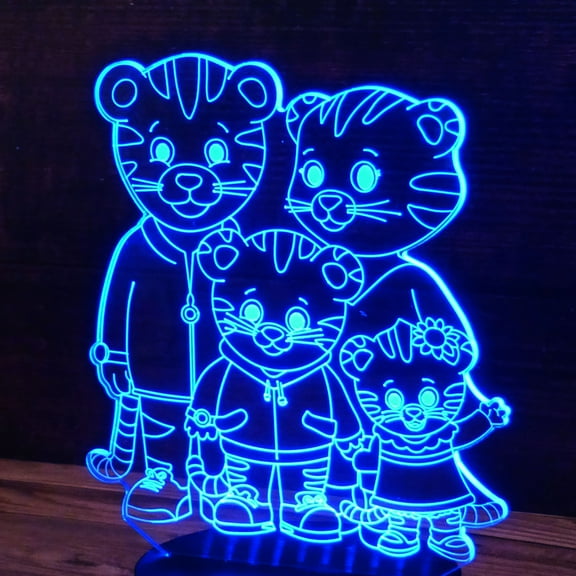 The Tiger Famly 3D Acrylic for LED Lamp Base (Acrylic Only. Base Not Included)