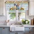 thumbnail image 2 of Valance for Windows,Watercolor Cute Dogs Valances Curtain Rod Pocket Valance for Kitchen Bedroom Living Room Bathroom,Farm Sunflowers on Blue Plaid Short Curtains Window Treatment 42x12in, 2 of 9