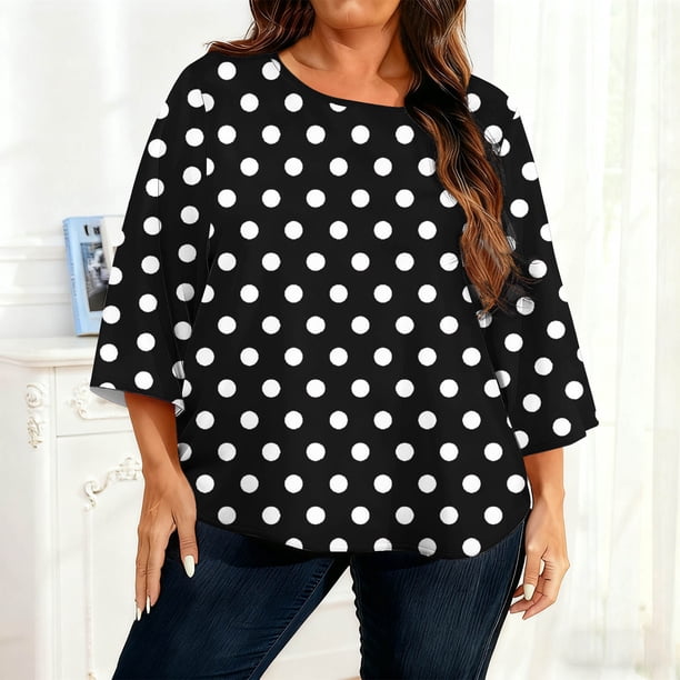 TaTaai Long Sleeve Gradient Top for Plus Size, Women's Casual T-Shirt Blouse, Round Neck Loose Fit, Soft Home Wear, All Seasons Everyday Attire Gift
