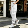 thumbnail image 2 of QIYAGBSA Women's Jogger Pants Elastic Waist Drawstring Multi Pocket Outdoor Hiking Casual Daily Wear (White M), 2 of 7