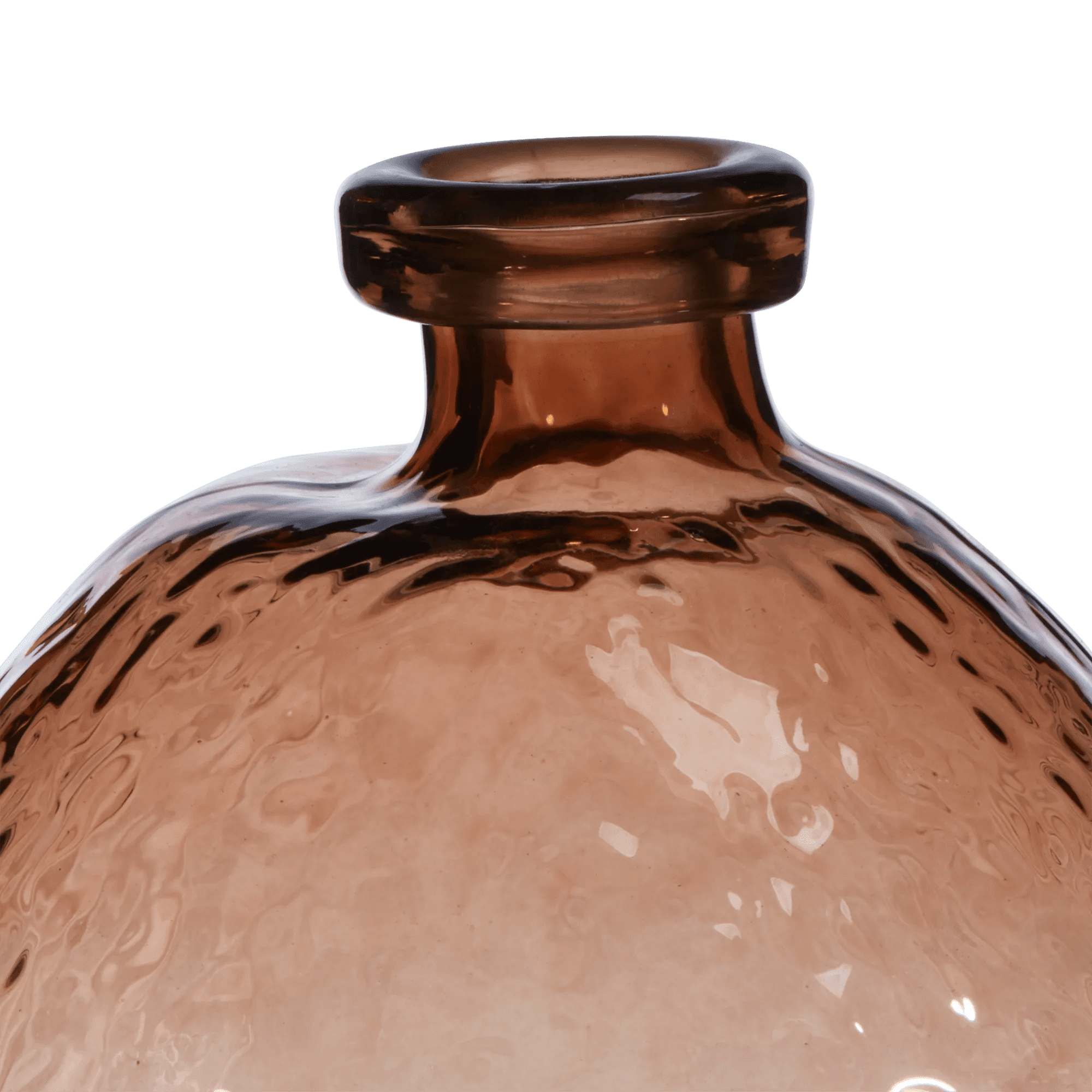 Bouclair Vase Bouteille en Verre Martelé, Rose Poudré/Ambré