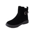 thumbnail image 2 of Tawop Womens Boots Ankle Buckle Side Zip Round Toe Fall Black Boots, 2 of 8