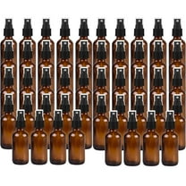 Global Amber 2oz Black Mist Sprayer Bottle (60ml) Pack of 48 - Glass Tincture Bottles with Black Mist Sprayers for Essential Oils & More Liquids - Leakproof Travel Bottles