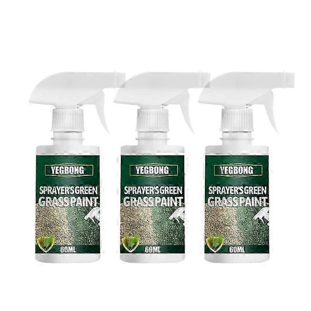 Spray para césped Green Grass, pintura líquida para césped, para siembra doméstica, spray para reverdecer césped, reparación de césped verde para jardines, granjas, suelo, 3 piezas
