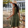thumbnail image 4 of YNIQUE Robe Courte d'Été Décontractée pour Femme à Bretelles Spaghetti, Smockée et à Volants, pour Vacances, 4 of 6