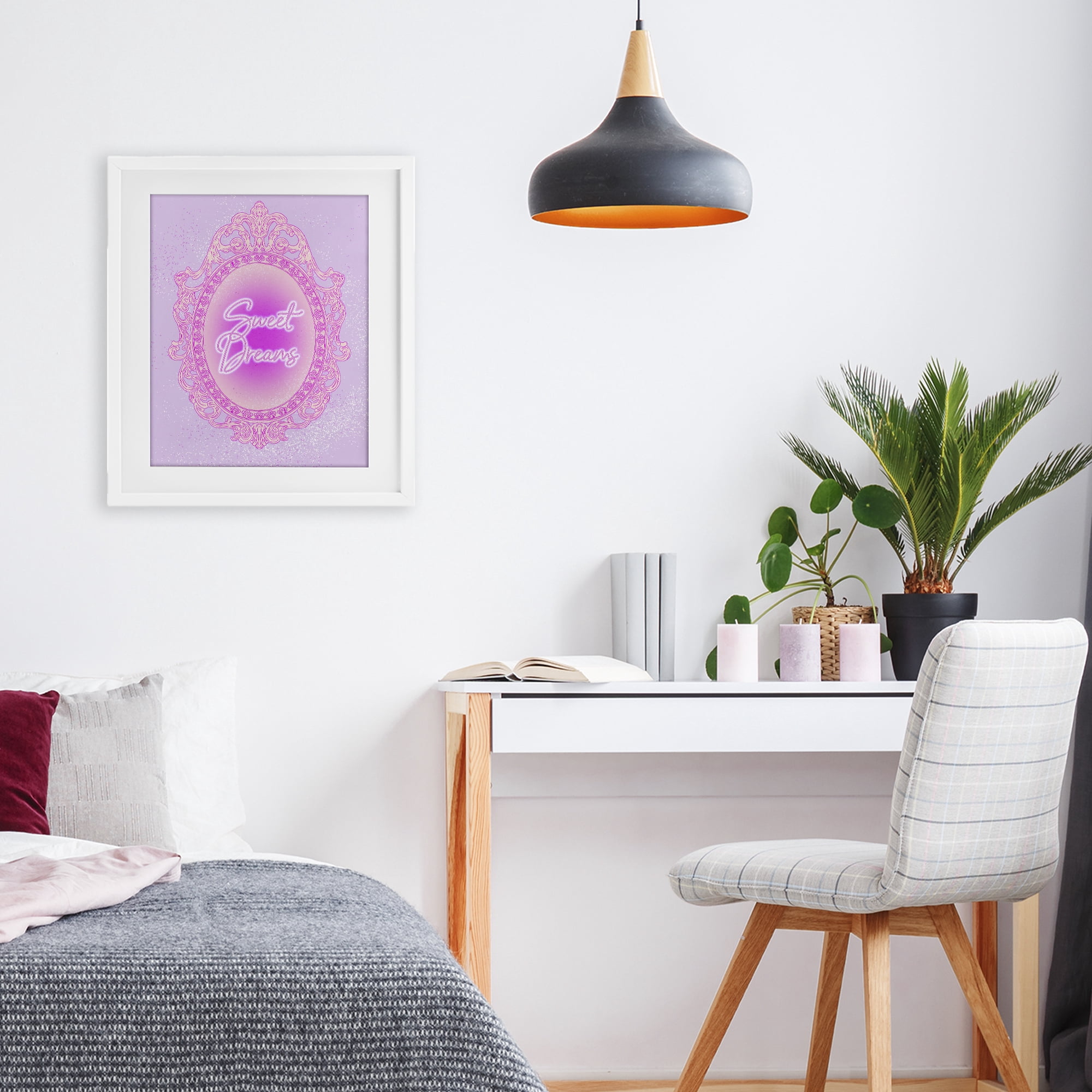 Stupell Industries Sweet Dreams Ornate Mirror White Framed Print Under Glass, design by Ziwei Li