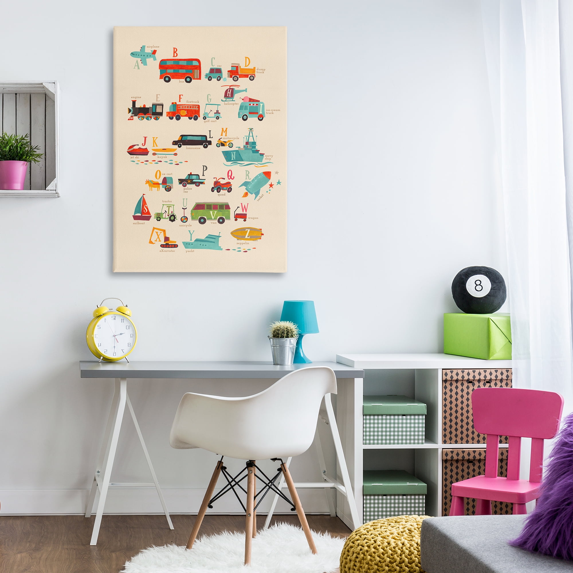 Stupell Industries Varied Transportation Alphabet Education Painting Wrapped Canvas Art Print Wall Art, 30 x 45