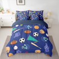 thumbnail image 2 of Homewish Football Baseball Game 7 Pieces Bedding Comforter Set,Rugby Sport Theme Full Bedding Set,Deepblue Helmet Fitted Sheet Flat Sheet For Boys Kids,Breathable Home Decor Reversible, 2 of 8