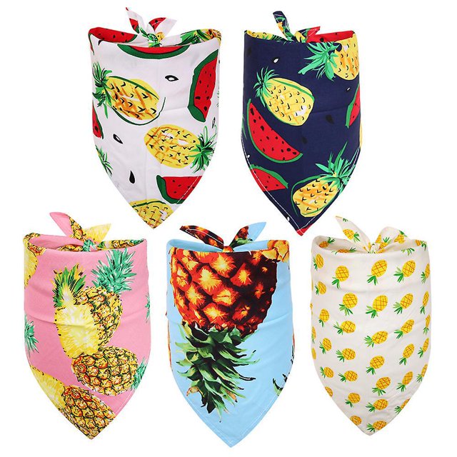 5 Pices Bandanas Pour Animaux De Compagnie Bandana Pour Chien D't Charpe Pour Chien Hawaen Bavoirs Triangle Pour Animaux De Compagnie Ajustable Ba