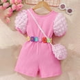 thumbnail image 2 of HNMKIU Girls Casual 2 Piece Set Ribbed Back Sleeveless Rompers with Sleeves Bag for Toddlers Pink,6-7 Years, 2 of 9