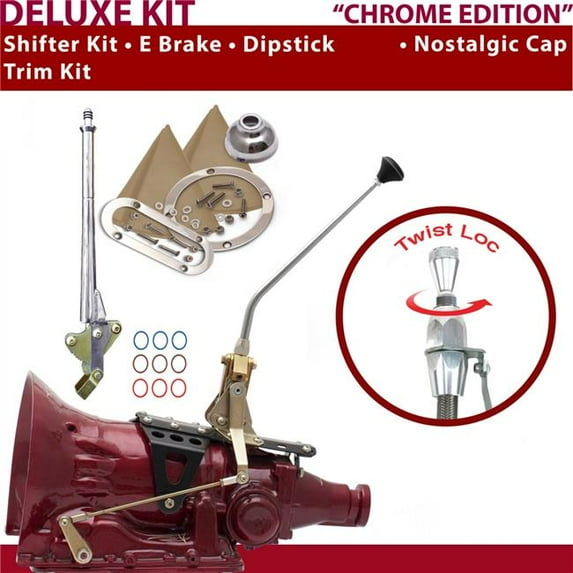 American Shifter 2004R Shifter Kit Chrome 12 in. E Brake Trim Kit Dipstick for D9CE5