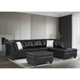 thumbnail image 1 of University Sectional avec Pouf de Rangement (RHF) en Cuir PU Noir, 1 of 8
