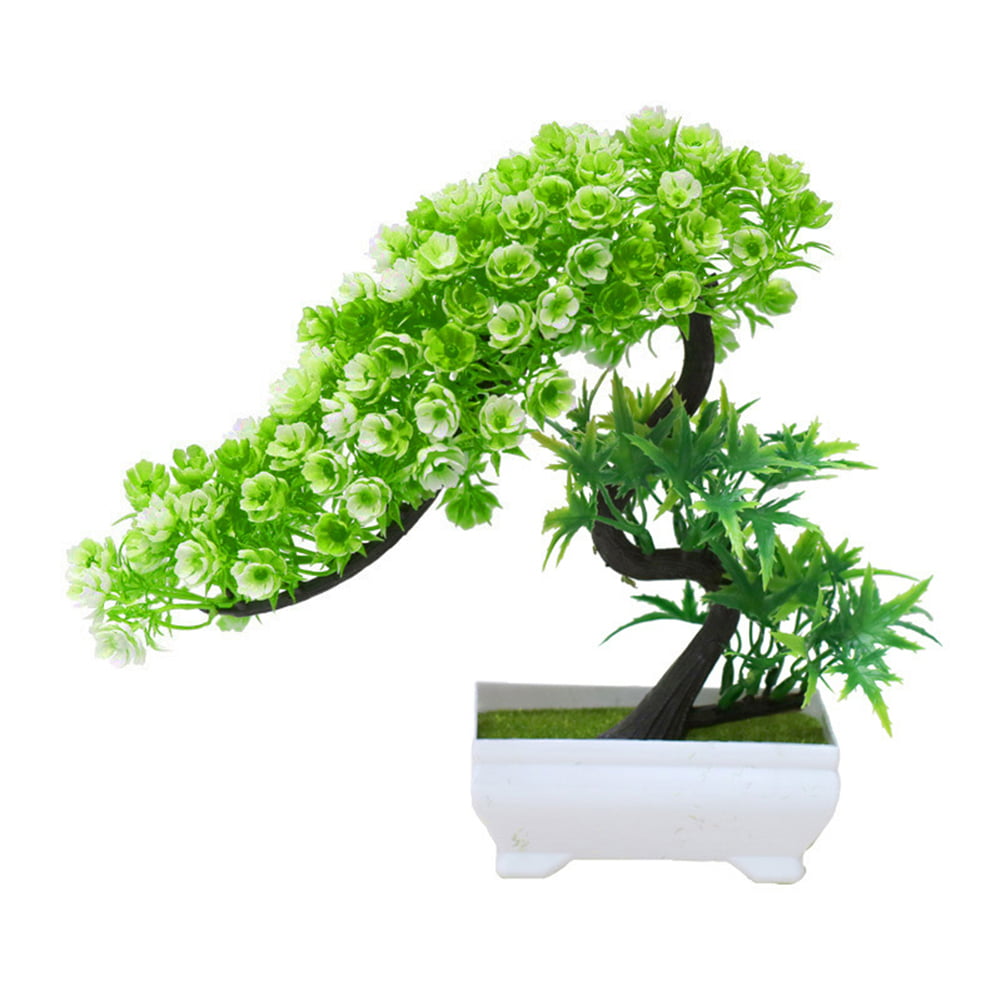 1x Artificial Plants Tree Bonsai Greeting Pine Potted Home Office Decor Ornament 