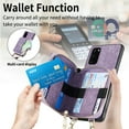 thumbnail image 5 of Allytech Galaxy S21 FE Wallet Case with Crossbody Strap, Vintage PU Leather Large Zipper Pocket Cards Slots Stand Shockproof Wallet Case Cover for Samsung Galaxy S21 FE - Purple, 5 of 9
