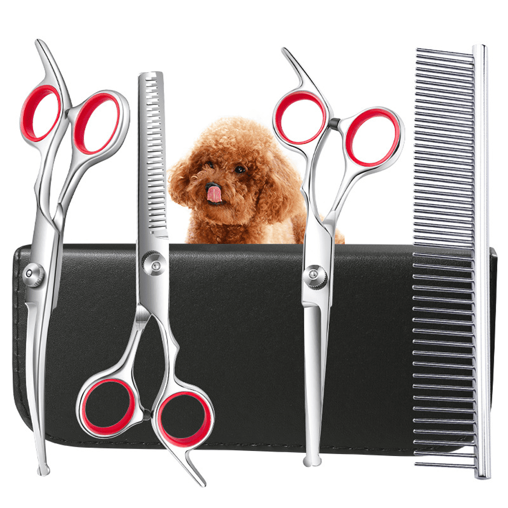 nipocaio Dog Grooming Scissors Kit with Safety Round Tips Professional Stainless Steel Grooming Scissors Set Fine Straight Curved Scissors and Comb for Long and Short Hair for Dog Cat Walmart