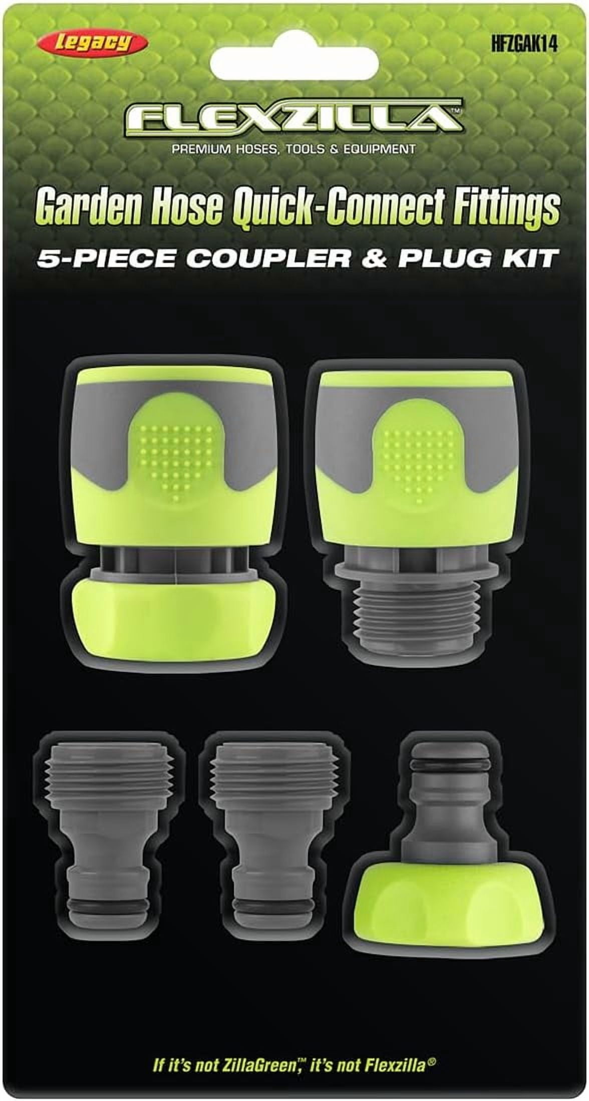 Garden Hose Quick-Connect Fittings, 5-Piece Coupler & Plug Kit