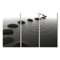 Elephant Stock Pebbles On Water Wall Art - Horizontal Multi Panel Canvas - Living Room Wall Decor - Wellness Multi Panel - Gray And Black Decor - 33" x 20"