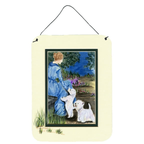 Carolines Treasures SS8021DS1216 Lady with Her Westie Aluminium Metal Wall or Door Hanging Prints, 16" x 12", Multicolor