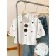 thumbnail image 1 of Blusa Casual De Manga Corta Blanco Con Estampado Multicolor De Corazones, 1 of 30