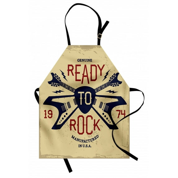 Classic Rock Apron, Ready to Rock Saying with Flying V Guitar and Pick ...