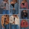 thumbnail image 3 of Chaquetas de pana para mujer, con botones, manga larga, bolsillos con solapa, abrigo informal, chaqu Abanopi Rosa/Grande, 3 of 7