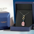 thumbnail image 5 of 925 Silver and 10K Yellow Gold Peach Nano Morganite & London Blue Topaz & Lab Grown Diamond Pendant Necklace for Women | 10.78 Cttw | Gemstone October Birthstone | Pear Shape 18X13MM | With 18" Chain, 5 of 6