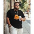 thumbnail image 5 of Men's T Shirts, Fall Orange Burqa Cartoon Ghost T-Shirt for Men Crew Neck Tees Cotton Tops, Black, L, 5 of 9