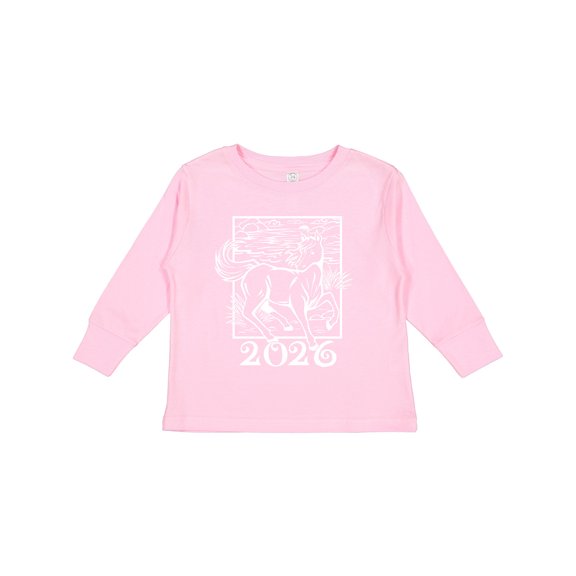 Inktastic 2026 Chinese New Year Horse Boys or Girls Long Sleeve Toddler T-Shirt