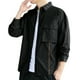 thumbnail image 1 of Camisas Oversize Hombre Abrigo de camisa de manga larga de rayas sólidas informales de para hombre (Black, M), 1 of 5