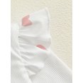 thumbnail image 6 of Suealasg Baby Girls Spring 3Pcs Outfits Sets 3M 6M 12M 18M 24M Infant Girls Birthday Clothes Long Sleeve Heart Print Tops Tiered Ruffle Suspender Shorts Headband Sets, 6 of 8