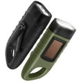 thumbnail image 1 of 2-Pack Hand Crank Solar Powered Flashlight, Emergency Rechargeable LED Flashlight, Survival Flashlight, Quick Snap Carabiner Dynamo Flashlight Torch for Outdoor Sports, Green+Black, 1 of 6