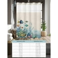 thumbnail image 6 of No Hook Cloth Fabric Shower Curtain with Snap in Liner, Underwater Fish Waterproof Shower Curtains Set with See Through Top Window, Coastal Coral Starfish Retro Beige Bath Curtains Shower 72"x84", 6 of 6
