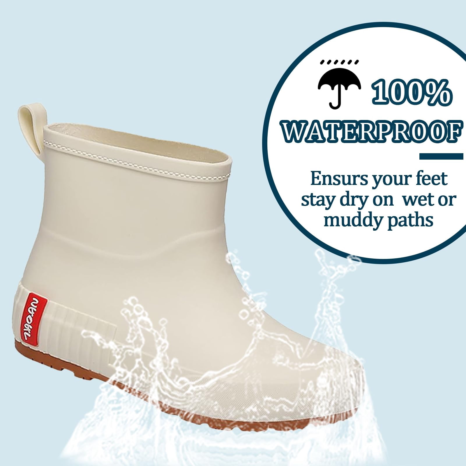 AUXDIQ Rain Boots Women Short Ankle Waterproof Rain Shoes Outdoor Garden Shoes