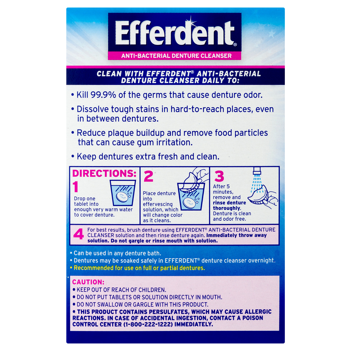Efferdent Anti Bacterial Denture Cleanser 102 Tablets Walmart Com Walmart Com