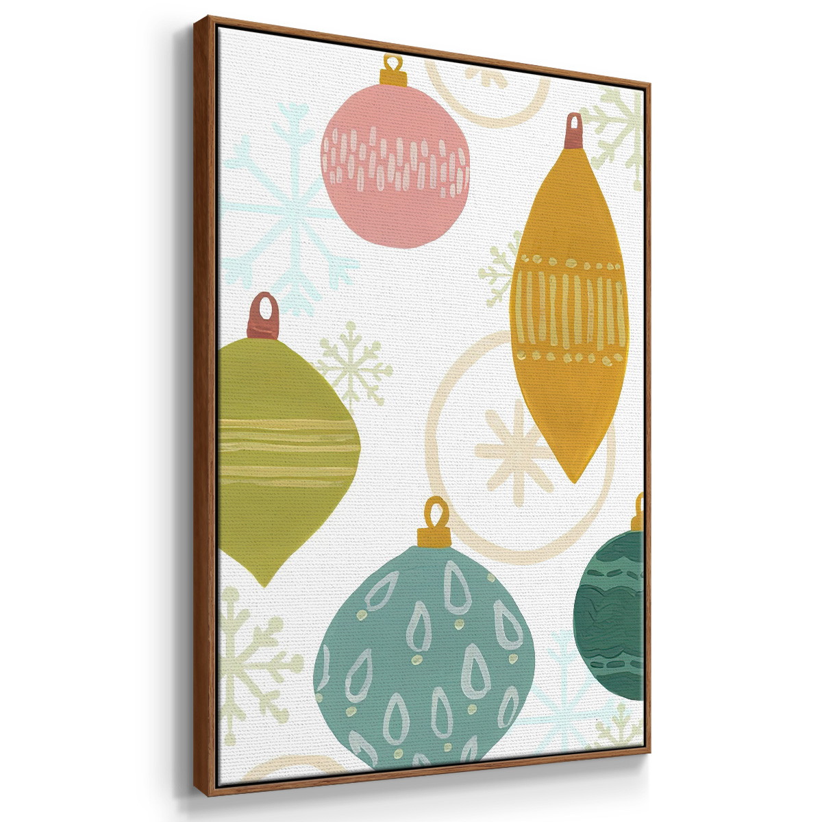Modern Holiday Collection B - Framed Gallery Wrapped Holiday Canvas - 25 x 37 - Rosewood Frame