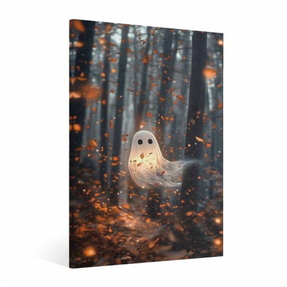Vintage Halloween Ghost Canvas Wall Art Painting, Horror Creepy Dark Poster, Halloween Gothic Artwork Picture Print Decor, Spooky Ghost Wall Decor for Bar Living Room Bedroom Party Framed