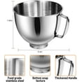 thumbnail image 4 of Stainless Steel Mixer Bowl Compatible with KitchenAid 4.5&5 Quart Stand Mixer, 4 of 7