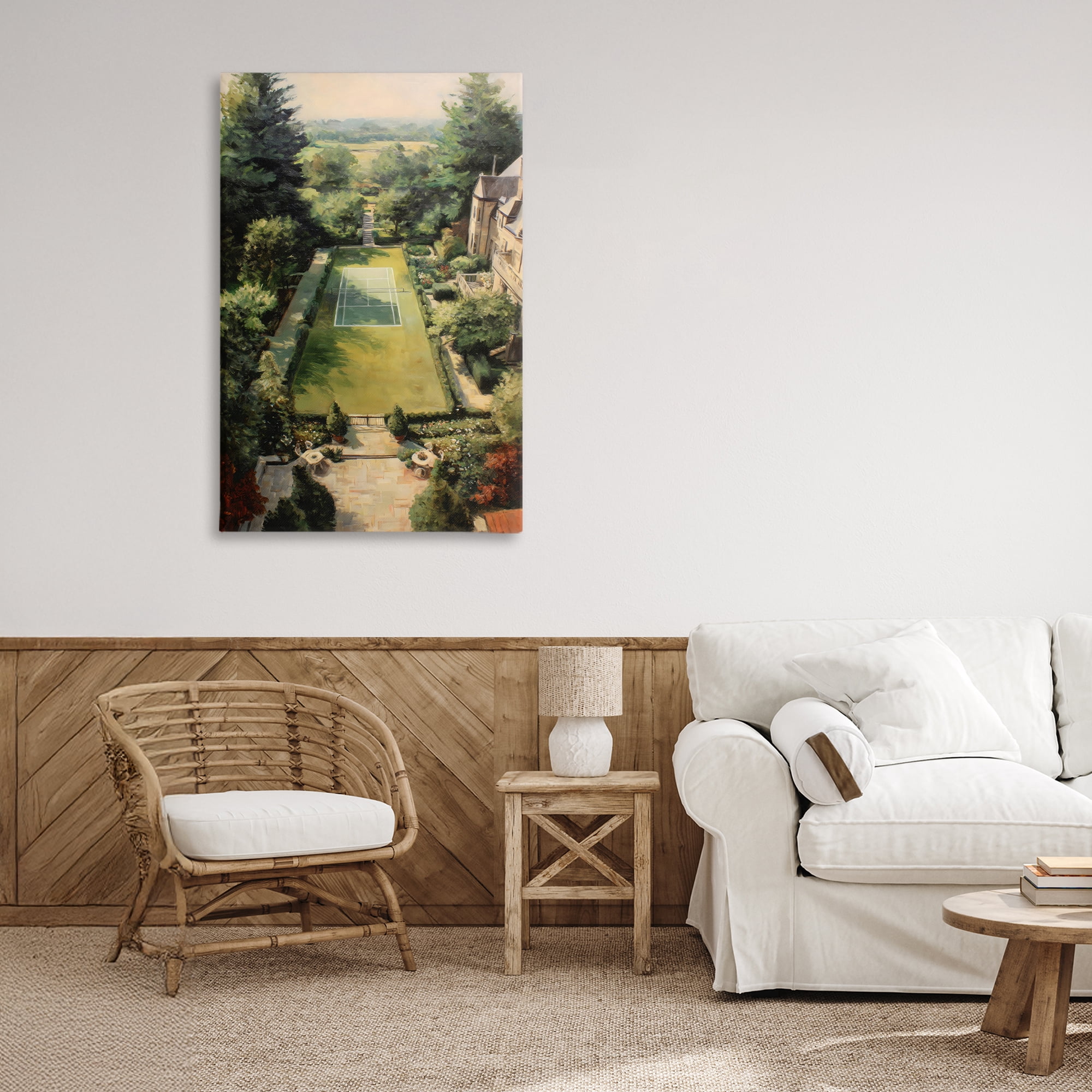 Stupell Industries Vintage Tennis At The Manor Canvas Wall Art, design by Petal Prints Design