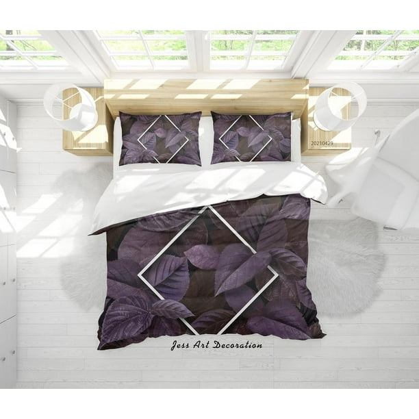 3D Planta Hoja Patrón Funda de edredón Set Ropa de cama Set Funda nórdica Fundas de almohada 190