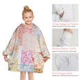 thumbnail image 6 of Pioneer Flower Floral Print Pattern Blanket Hoodies for Kids 6-13YR Oversize Wearable Blanket Hoodies for Boys Girls Teens, 6 of 7