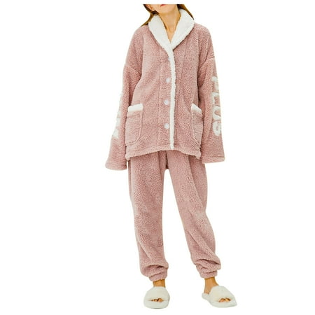 

Ladies Cozy Homewear Men S And Women S Autumn And Winter Flannel Pajamas Pajama Suit Cardigan