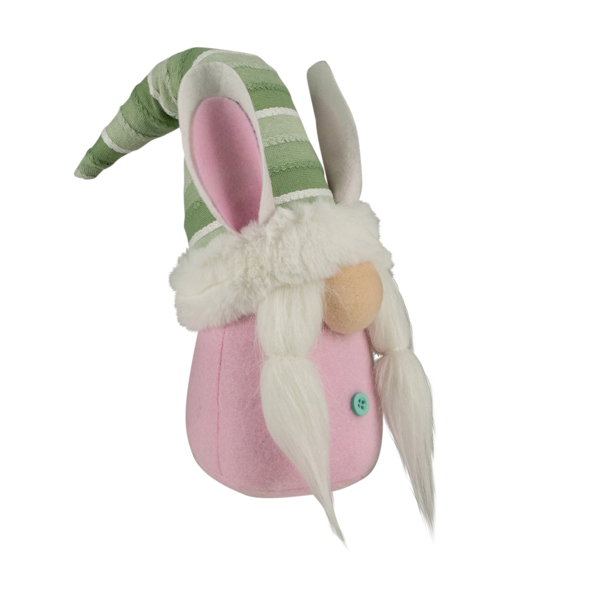 Northlight 13" Pink and Green Gnome Girl with Bunny Ears Easter Figure