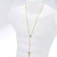 thumbnail image 3 of Hip Hop Iced 6mm Bead Rosary Gold Plated Guadalupe & Jesus Cross 28" Necklace HR 600 G, 3 of 3